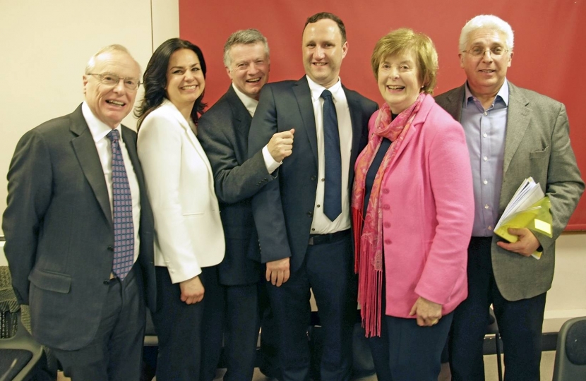 South Cambridgeshire Conservative Association's AGM 2017 / 10 February 2017.  The new SCCA management team: L to r – Bill Potter (retiring Chairman), Heidi Allen MP, Joshua Vanneck (retiring Treasurer and now Vice Chairman, Membership), Ben Shelton (new Chairman), Dorothy Calder MBE (President) and Andrew Brown (new Treasurer).