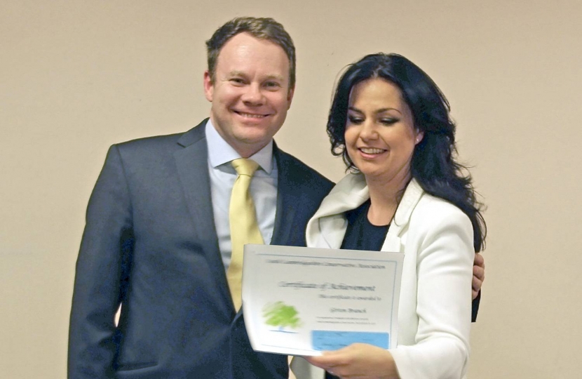 13. SCCA's AGM, 10 February 2017: Tom Bygott, Girton Branch, with Heidi Allen MP.  Branch membership grew during 2016.