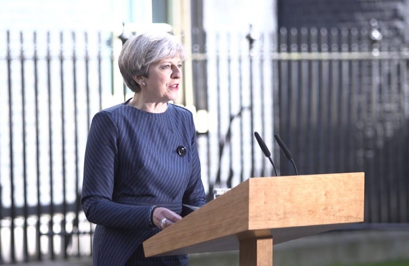 Prime Minister Theresa May announcing the general election on 18 April 2017.