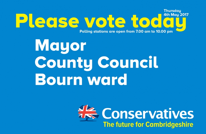 The 2017 local elections are vitally important for the future of Cambridgeshire - please remember to vote... and to vote for the Conservatives.