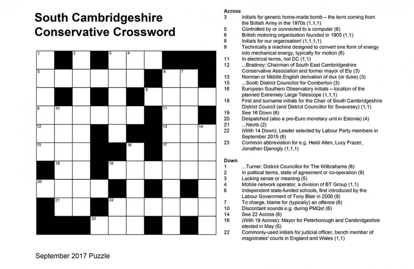 Fun time for some! The September 2017 SCCA crossword.