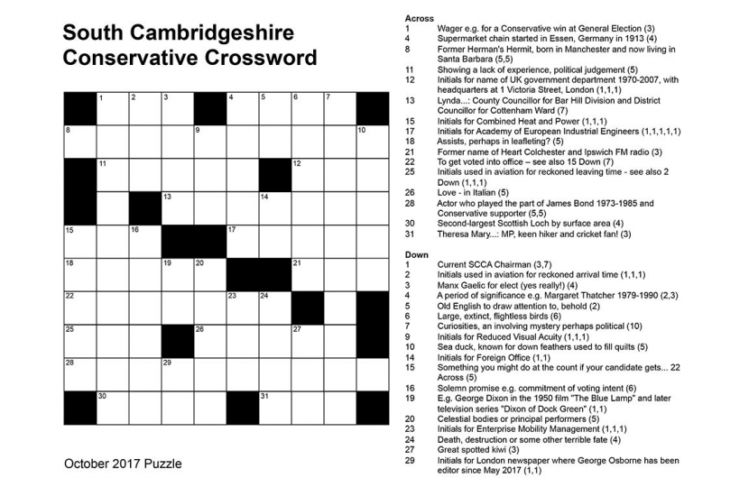 Fun time for some! The October 2017 SCCA crossword.