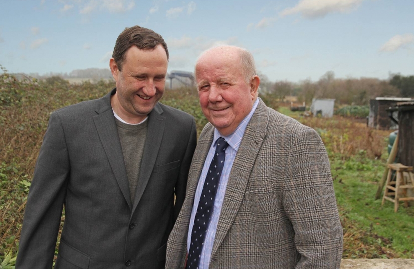 Cllrs Ben Shelton and Charlie Nightingale near Moores Meadow.  It is hoped 20 affordable homes will be built on the land by the 