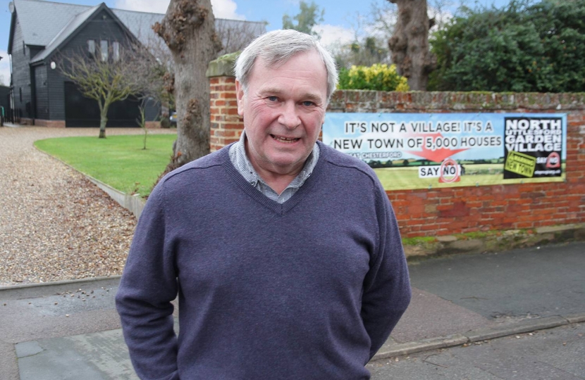 Stephen Edwards:  “I support the campaign to prevent North Uttlesford Garden Village encroaching on Hinxton” he says.  “Hinxton will be engulfed by traffic if the plan goes through – a disaster!”