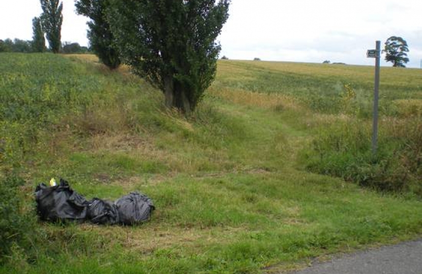 Fly tipping in New Road, Shudy Camps.